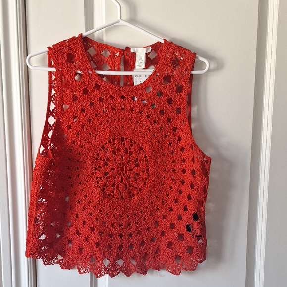 H&M Tops - H&M Vibrant Red Crochet Crop Top